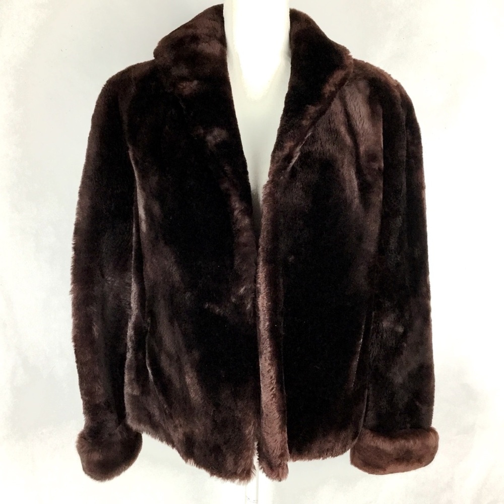 Vtg Heironimus of Roanoke Faux Fur Jacket Brown